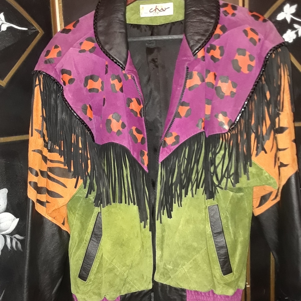 Multi Color ( Char ) suede / leather Jacket